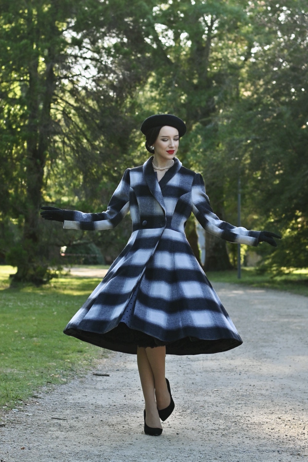 Lenora Check Swing Coat
