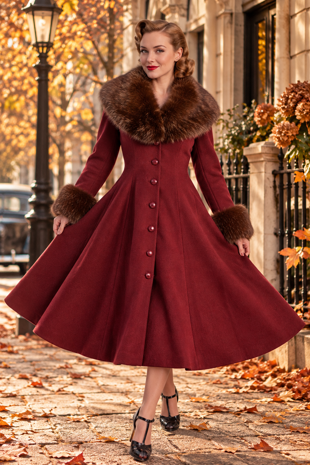Martha swing coat with faux fur- Pre order - Image 5