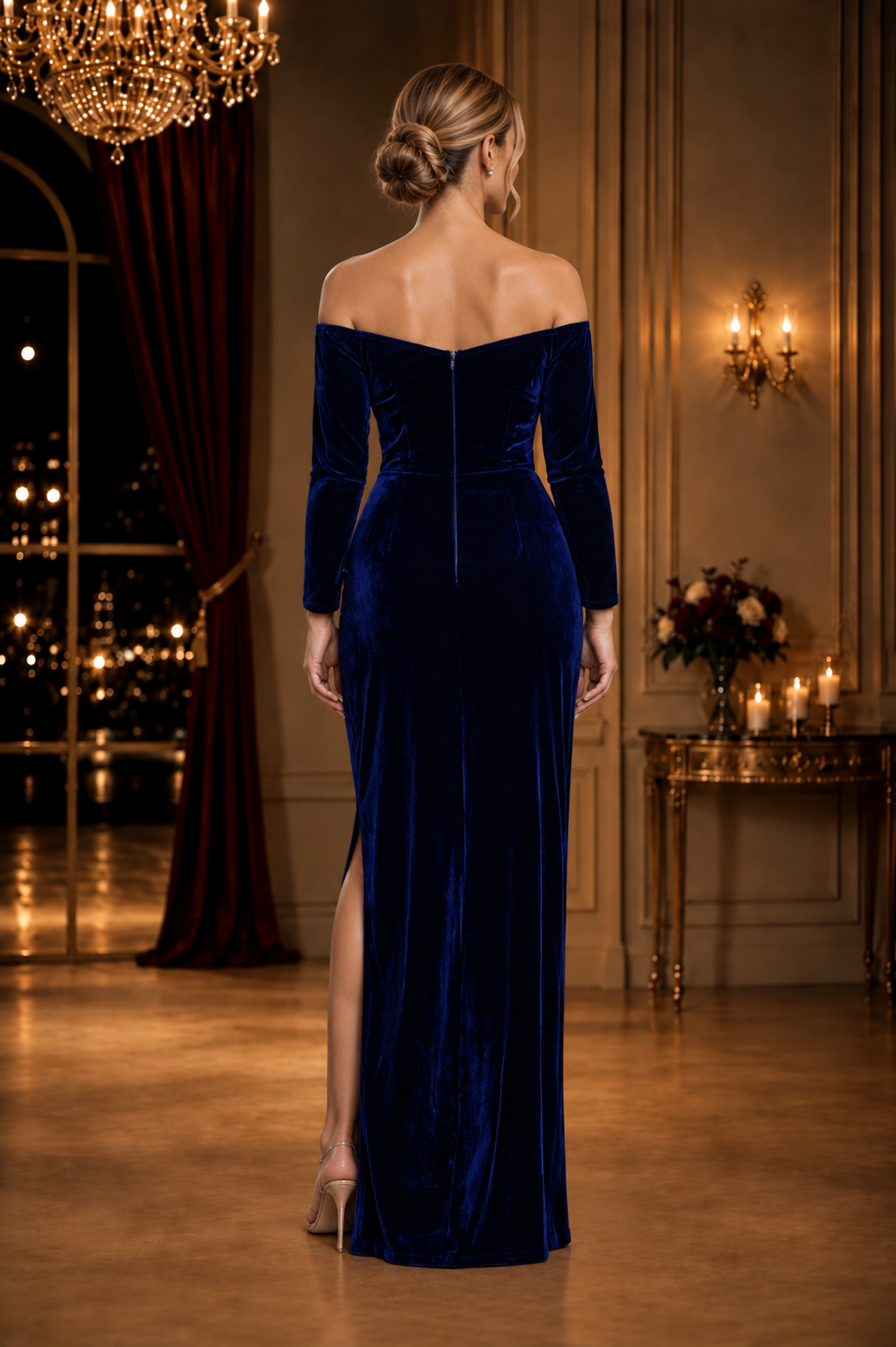 Jessica Rabbit dress in Midnight Blue Velvet - Image 3