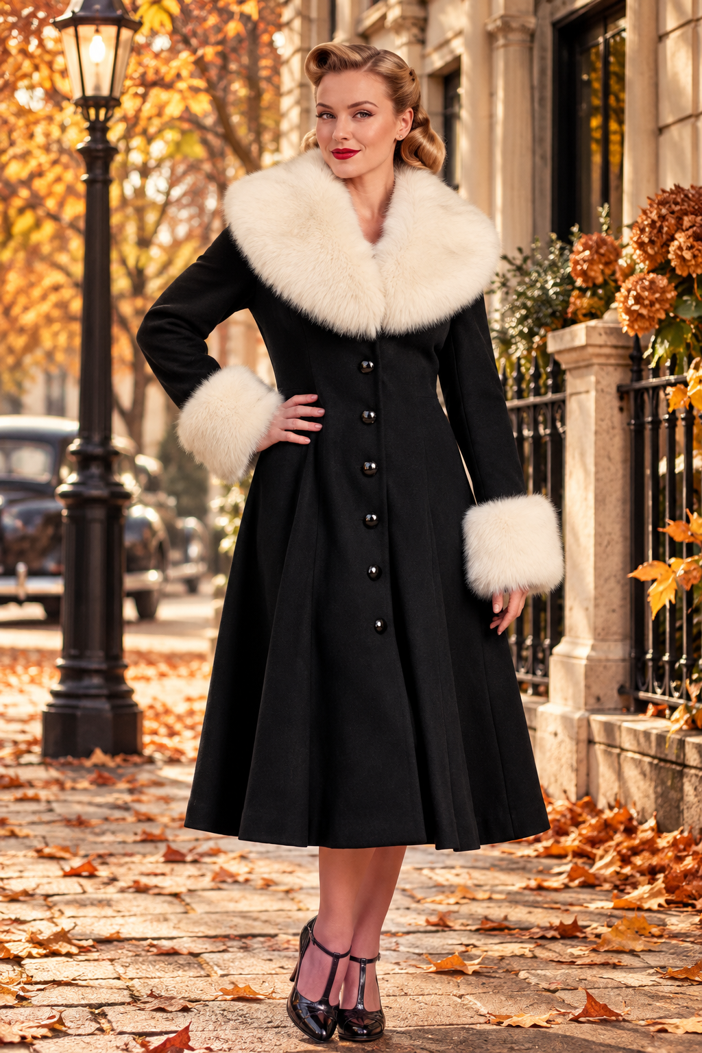 Martha swing coat with faux fur- Pre order - Image 3