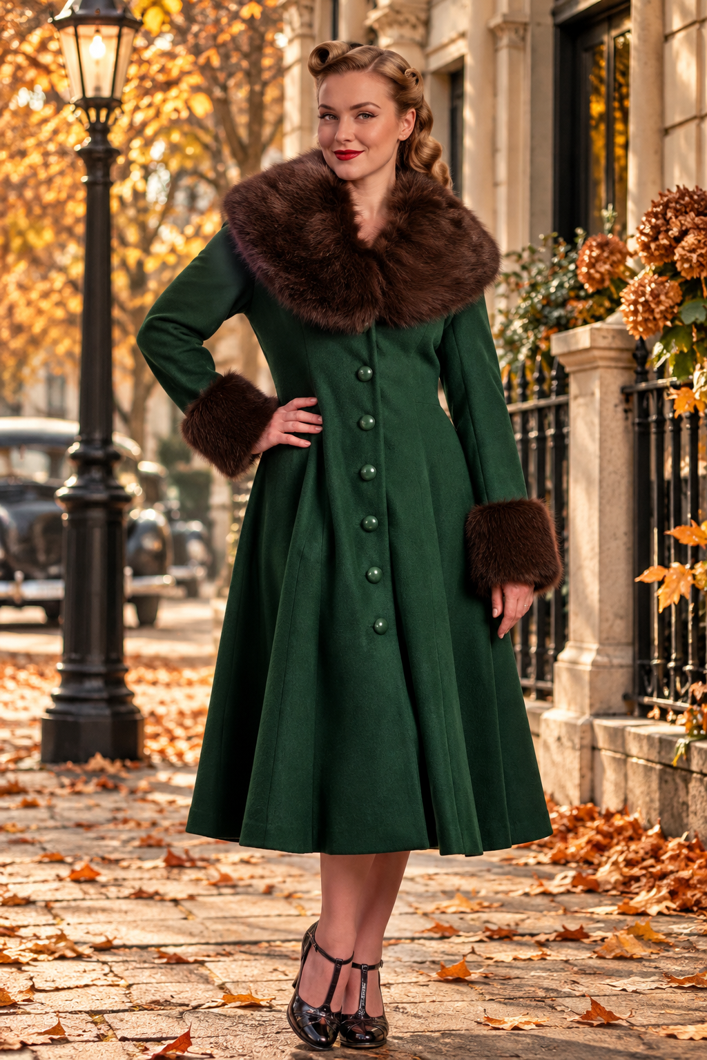 Martha swing coat with faux fur- Pre order - Image 4