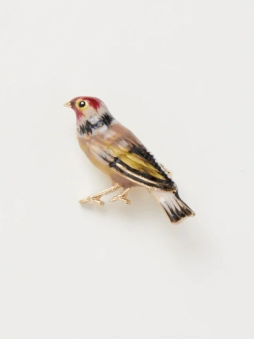 Enamel Goldfinch stud earrings