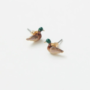 Enamel Mallard Duck stud earrings