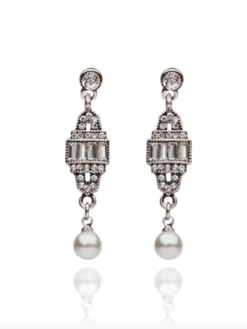 Pearl and Diamante Earrings 1920s