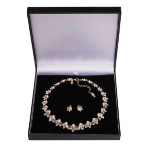 Crystal Leaf and Pearl necklace & earrings gift set