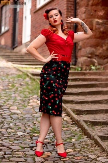 Cherry pencil skirt