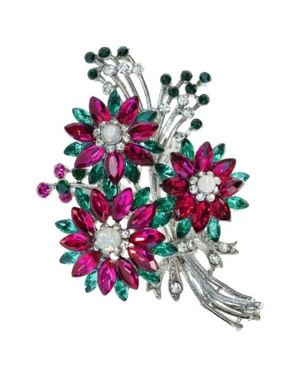 Rose Fox Ruby Crystal Bouquet Hairclip & Brooch