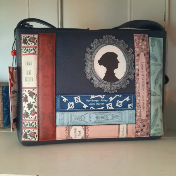 Jane Austen Bookworm Navy Leather Cross Body Bag