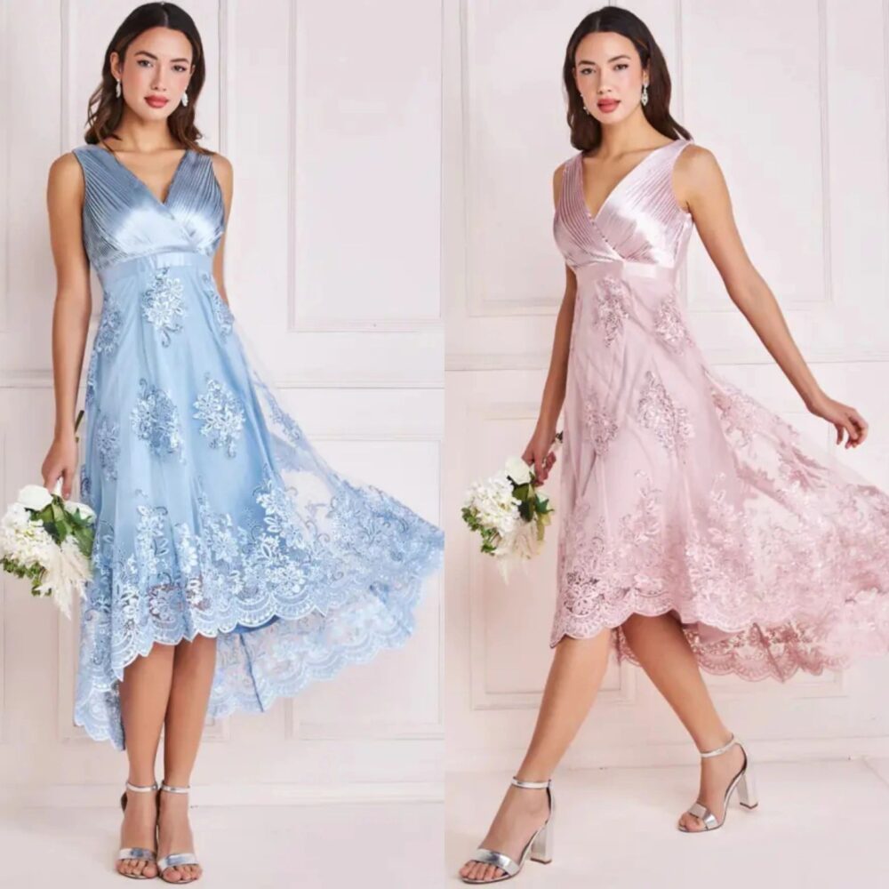 Elizabeth satin & lace occasion dress