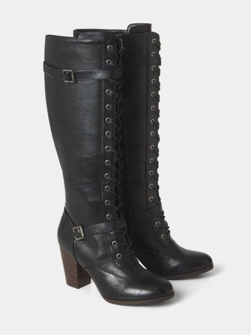 Lace up black boots