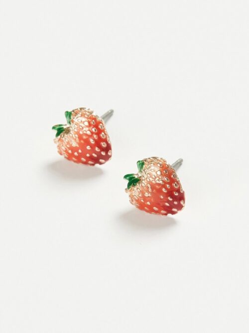 Fable Strawberry enamel stud earrings