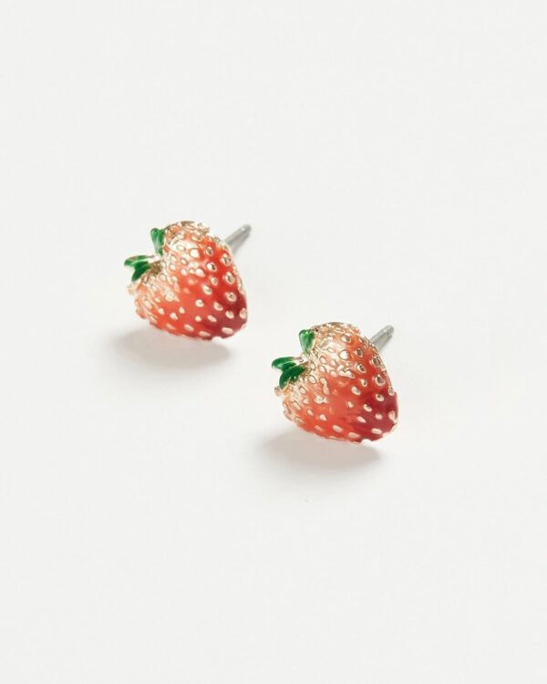 Fable Strawberry enamel stud earrings