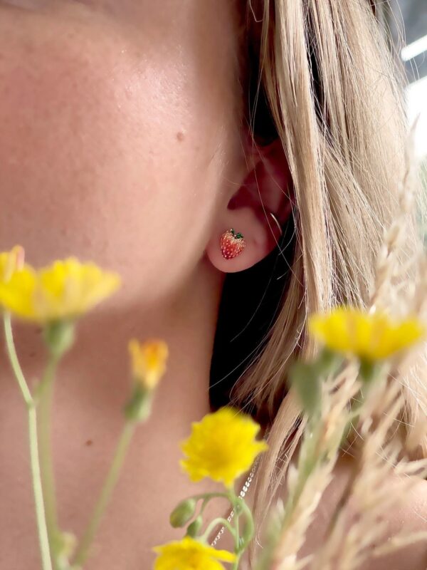 Fable Strawberry enamel stud earrings